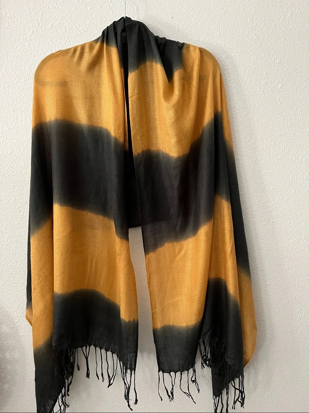 Soft  Dark Blue and Gold Tie-Dye Wrap Scarf - Brand Unspecified Oversized $22